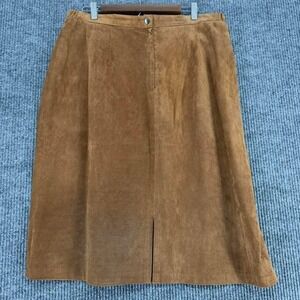 Vintage Roaman's genuine leather suede midi skirt women's XL brown 36 waist